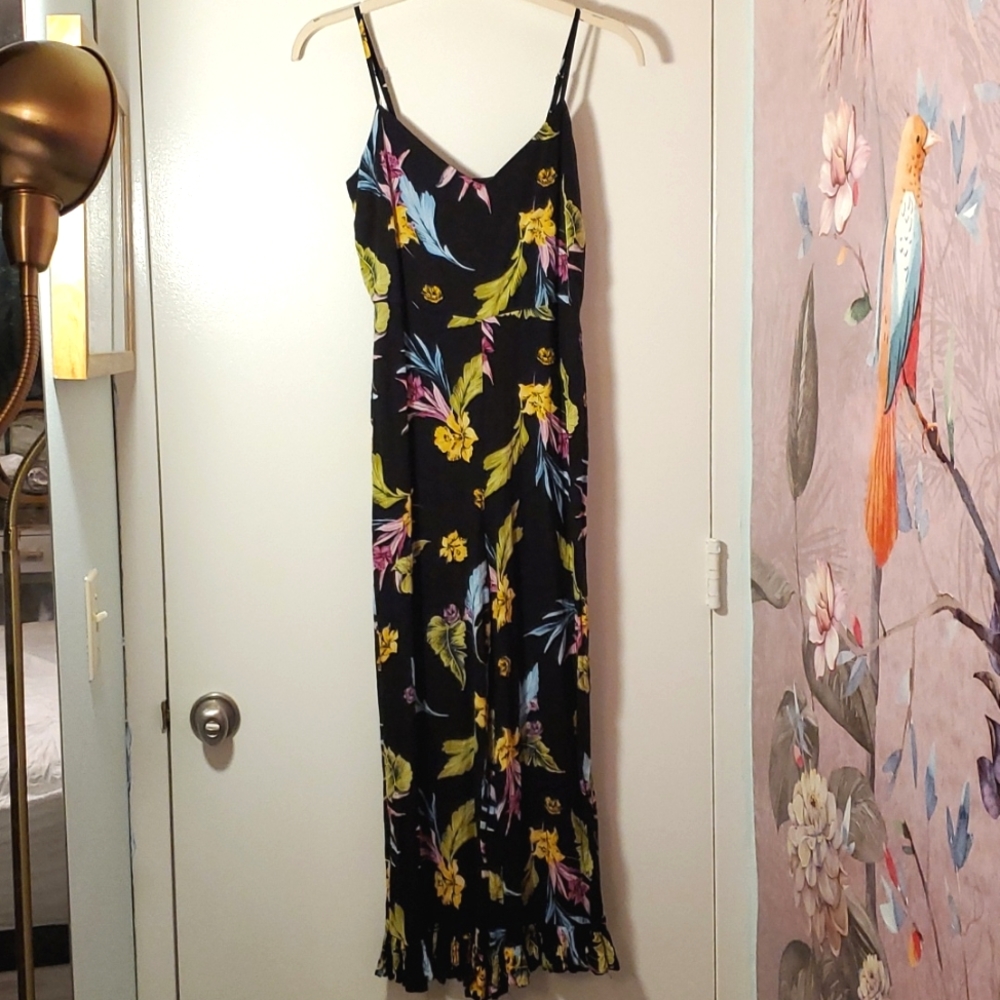 Black tropical romper